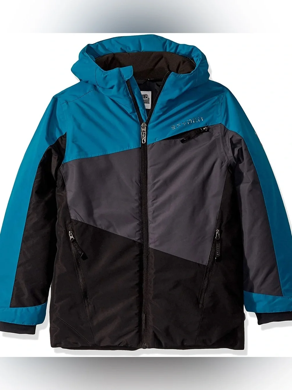 Spyder Little Boys Blue Color Block Winter Coat Size XL - Picture 1 of 11